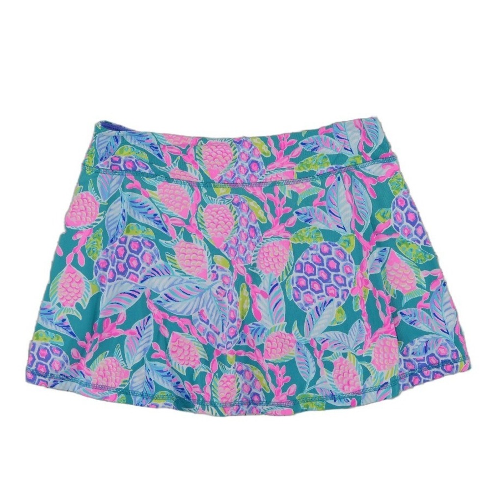 Lilly Pulitzer Luxletic Skort Women's Size Medium Teal Pink Sea Turtle Tropical